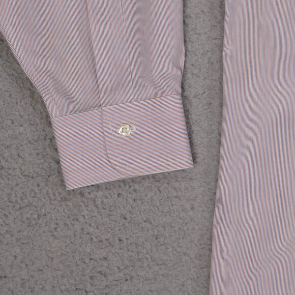 Brooks Brothers Shirt Men 16-32 Classic Orange Green Striped Button Long Sleeve - Picture 8 of 16